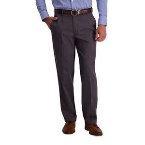 Haggar Men's Iron Free Premium Khaki Classic-Fit Flat-Front Pants, 44 X 30, Grey